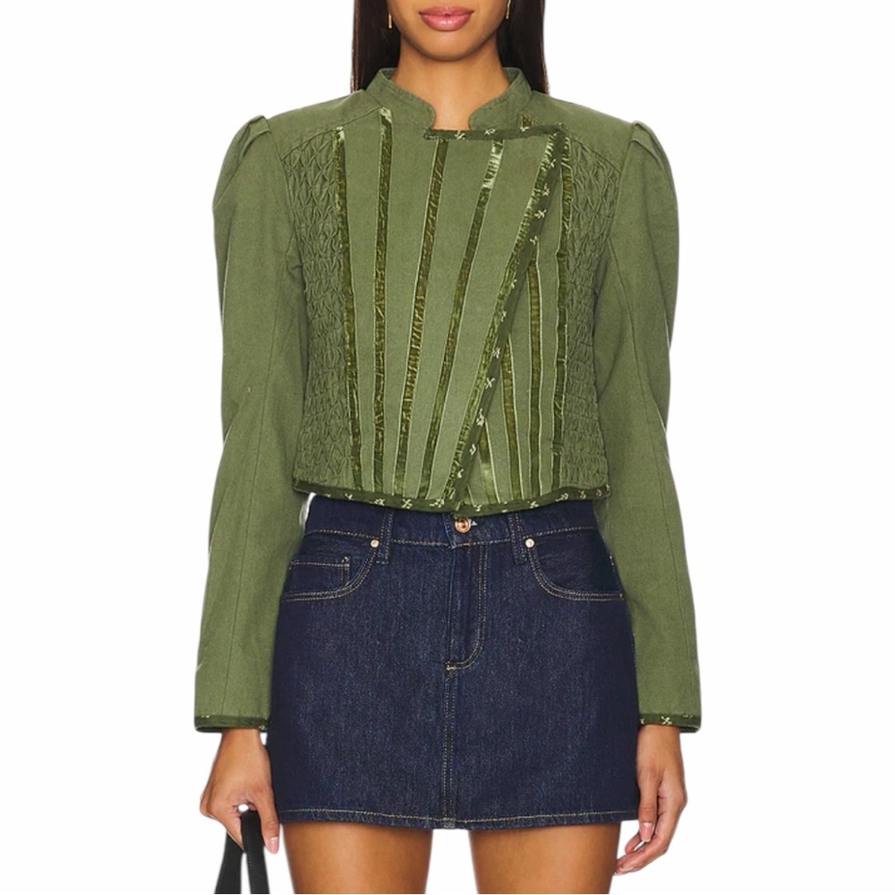 NEW FREE PEOPLE Bali Simone Jacket in Dusty Olive Combo Size XL
